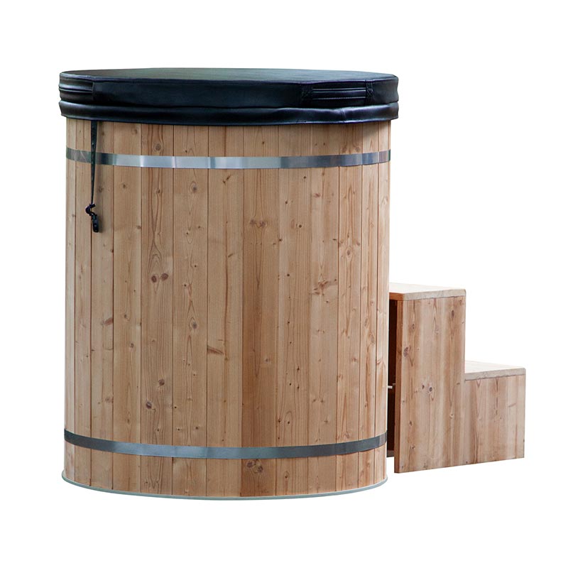 Thermo Pine Wood Ice Bath Tub na may 304 Stainless Steel Liner