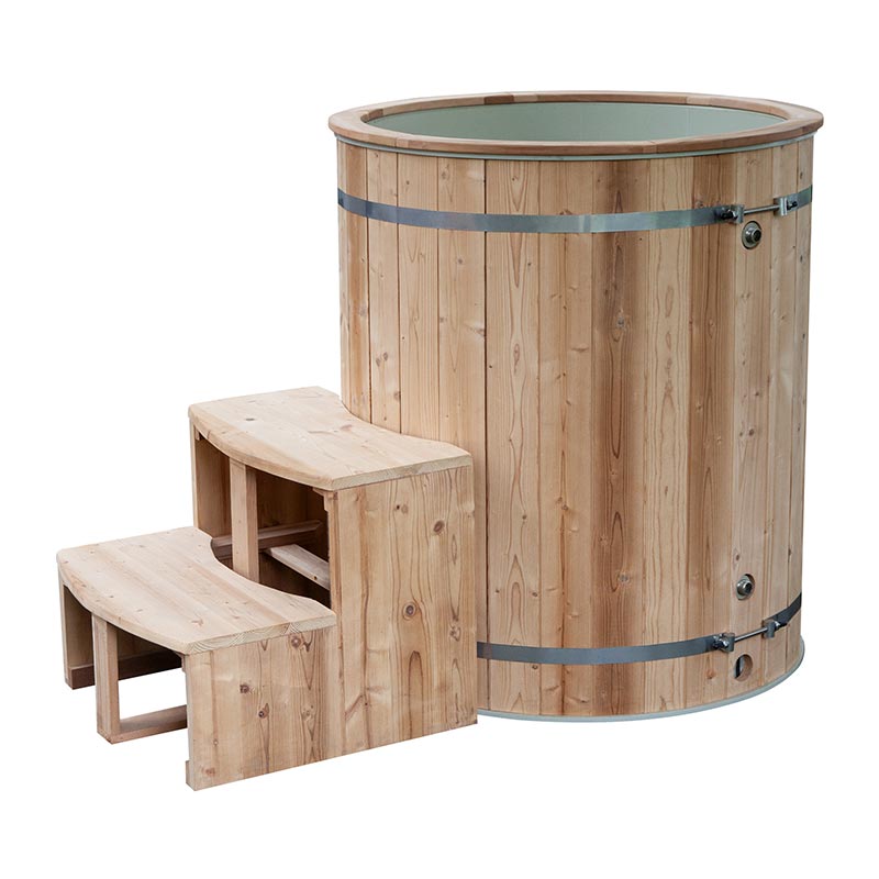 Thermo Pine Wood Ice Bath Tub na may 304 Stainless Steel Liner